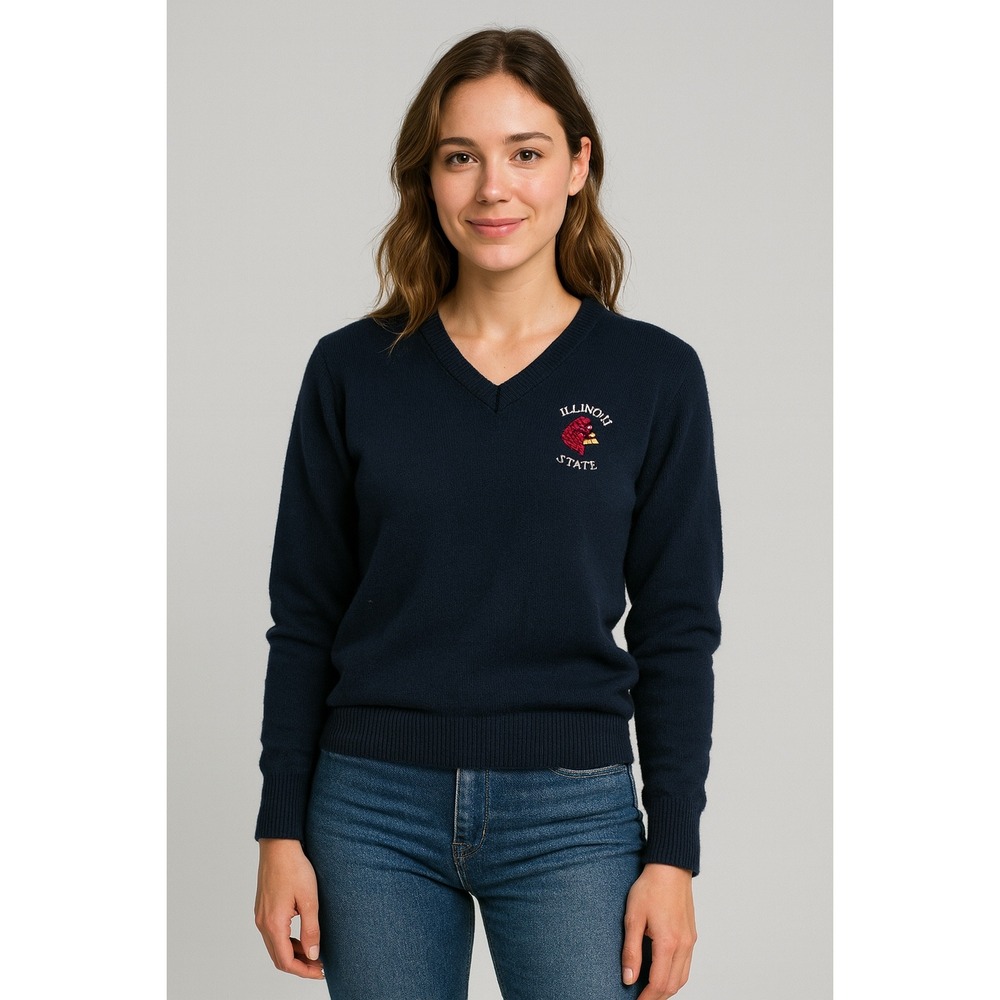 Vintage Illinois State V-Neck Sweater Womens L Hogan Made‎ in USA